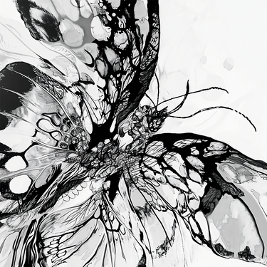 Dabīgā zīda satīna lakats 90x90 cm "Lidojums II"