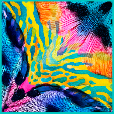 Dabīgā zīda satīna lakats 107x107 cm "Zemūdens pasaule"