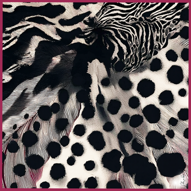 Dabīgā zīda satīna lakats 107x107 cm "Zebra"